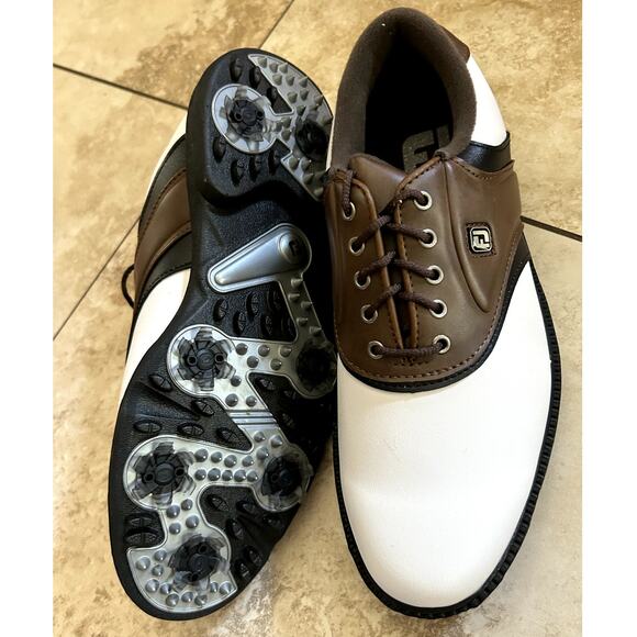 NWOB FootJoy FJ Originals Saddle White Brown Golf Shoes Mens Sz 7
